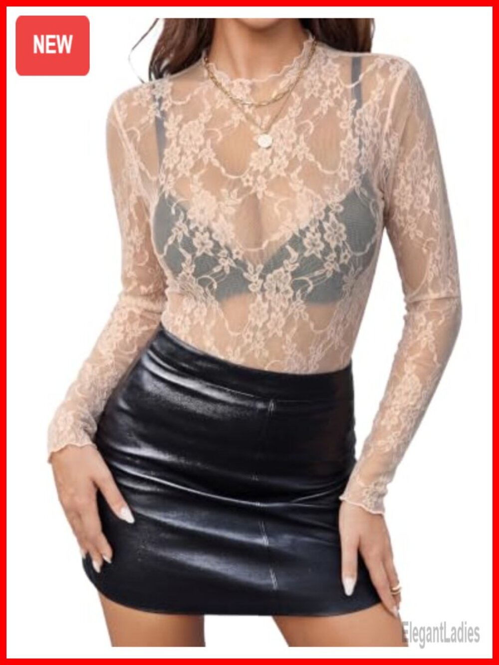 Zeagoo Womens Sheer Mesh Top Mock Neck Long Sleeve Blouse Going Out